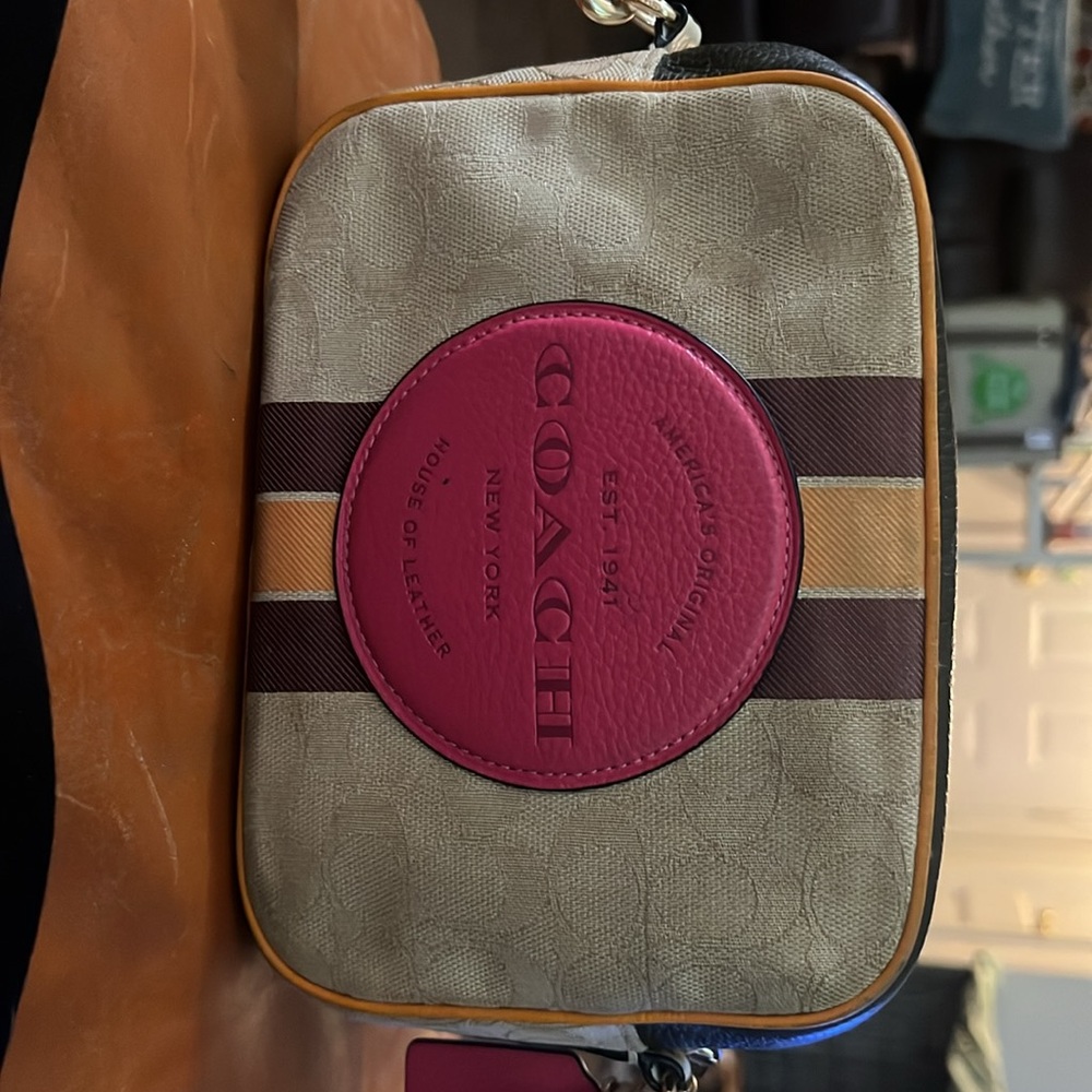Coach Cream and Pink Crossbody Bag with Adjustable Strap